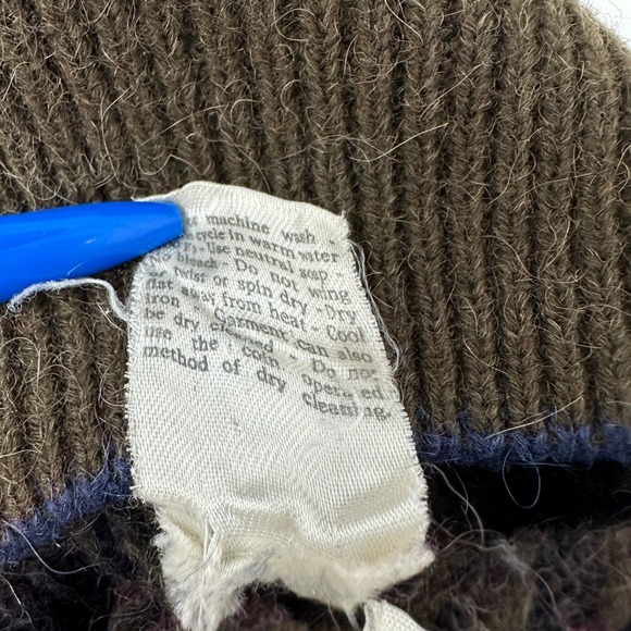 BOTTO Vintage V-Neck Sweater Mens Wool Alpaca Lamb Grandpacore Italy 90s Large - Picture 6 of 9